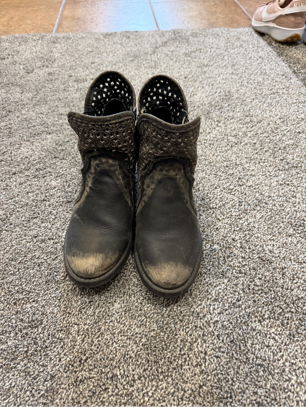 Women’s Black Cutout Leather Booties